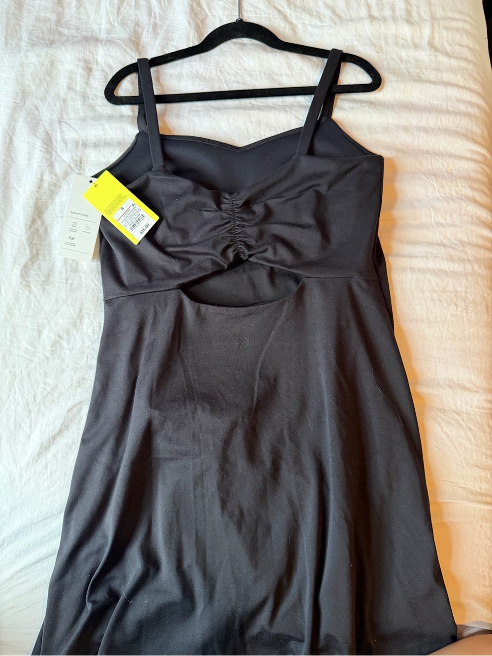 Black Cutout Tank Dress with Ruched Bust